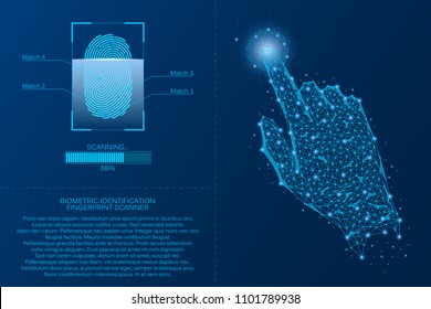 Fingerprint Scanning System. Biometric Identification Technology Concept. Analysis Of Digital Finger-print Password. Vector Illustration.