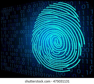 Fingerprint scanning technology background binary code .Vector illustration