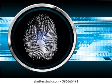 Fingerprint Scanning Technology Concept Illustration. Fingerprint Searching Software. Identity Check. cyber online tech background, hand.