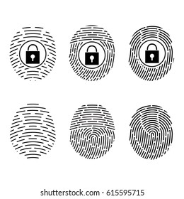 Fingerprint scanning. Vector illustration. Security system. Digital lock