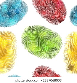 Fingerprint seamless colored pattern. hand drawing. Not AI, Vector illustration