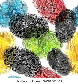 Patrón de colores sin fisuras de la huella digital. dibujo a mano. No AI, ilustración vectorial