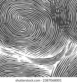 Fingerprint seamless pattern. hand drawing. Not AI, Vector illustration