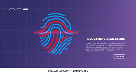 Fingerprint security, access control, authorization and identification vector concept. Business web header