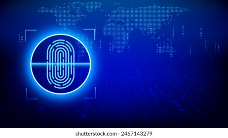 fingerprint Security concept futuristic connection network security communication information on cyber tech vector illustration copy space for text