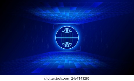 fingerprint Security concept futuristic connection network security communication information on cyber tech vector illustration