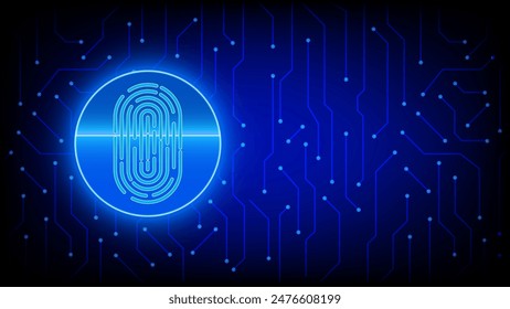 fingerprint Security concept futuristic connection network security communication information on cyber tech vector illustration copy space for text