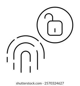 Fingerprint Security icon design, Cyber Security Icon Design outline. Safety lock for all project.   