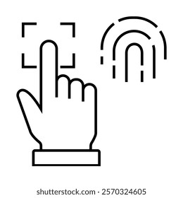 Fingerprint Security icon with hand sing design, Fingerprint Security Icon Design outline. Safety lock for all project.   