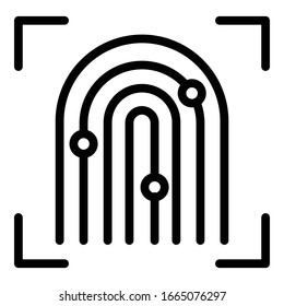 Icono de seguridad de huellas digitales. Icono de vector de seguridad de huella digital de esquema para diseño web aislado en fondo blanco