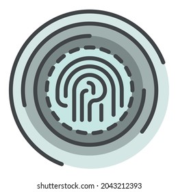 Fingerprint security icon. Outline fingerprint security vector icon color flat isolated on white
