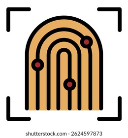 Fingerprint security icon. Outline fingerprint security vector icon color flat isolated