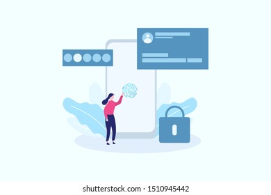 Fingerprint security. identification system concept vector illustration concept for web landing page template, banner, flyer and presentation
