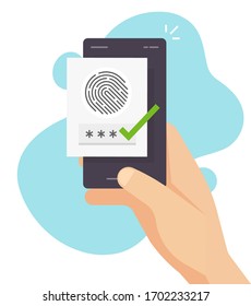 Fingerprint security identification via digital biometric sensor online on mobile phone or smartphone finger print secure authentication and authorization and cellphone password access id verification