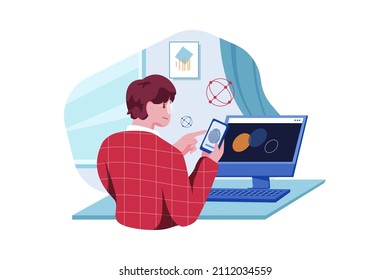 Fingerabdruck-Sicherheitsillustrationskonzept. Flache Illustration einzeln auf weißem Hintergrund.