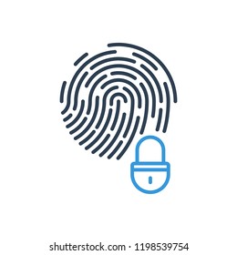 fingerprint and security lock secret system. vector icon