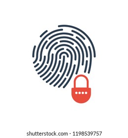 fingerprint and security lock secret system. vector icon