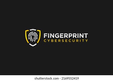 Fingerprint security logo design password protection shield modern identification system 