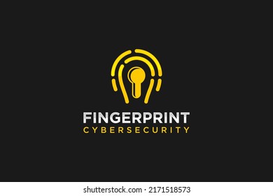 Fingerprint security logo design password protection shield modern identification system 