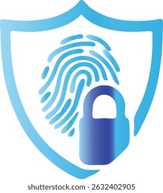  Escudo de seguridad de huellas dactilares con icono de bloqueo