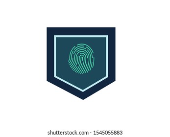 Fingerprint with Security Shield, personal protect, security icon,Fingerprint password, vector illustration