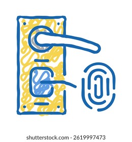 fingerprint security system for open door doodle icon sketch vector. fingerprint security system for open door sign. isolated symbol illustration