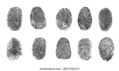 Fingerprint Set, Biometric Collection. Identity Security. Forensic Evidence.