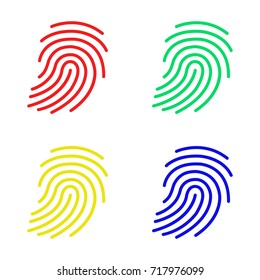Fingerprint set color icon. Vector illustration