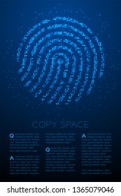 Fingerprint shape Particle Geometric Bokeh circle dot pixel pattern blue color illustration on blue gradient background with copy space, vector eps 10