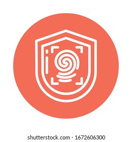 fingerprint shield, block and flat style icon vector illustration design