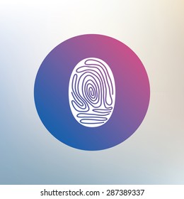 Fingerprint sign icon. Identification or authentication symbol. Icon on blurred background. Vector