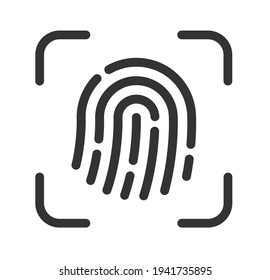 Fingerprint sign isolated on white and black flat vector.