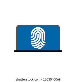 fingerprint sign notebook screen. 16 inch laptop icon vector illustration