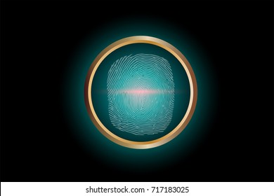 Fingerprint sign scanner.screen identification virtual system. Security access protection or digital security concept. technology background. Vector illustration
