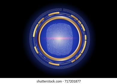 Fingerprint sign scanner.screen identification virtual system. Security access protection or digital security concept. technology background. Vector illustration
