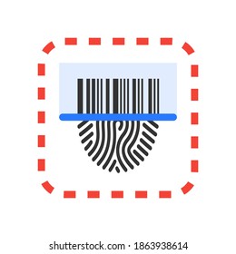 Fingerprint silhouette Scanner. Barcode. Abstract. Vector illustration, flat.