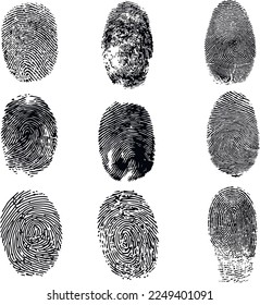 Fingerprint silhouette set, dactylogram, SVG Vector svg