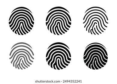 Fingerprint Silhouette Vector Bundle - Black and White Icon Set on White Background