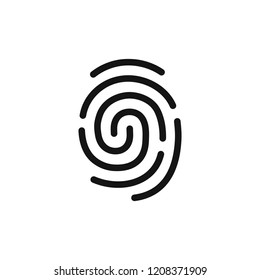 Fingerprint simple black icon, authentication symbol, line style vector illustration isolated on white background