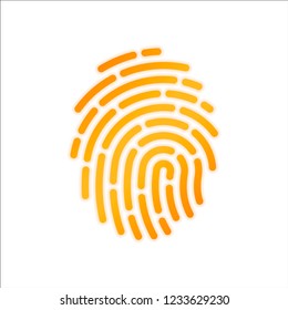 Fingerprint. Simple icon for logo or app. Orange sign with low light on white background