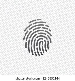 Fingerprint. Simple icon for logo or app. On grid background