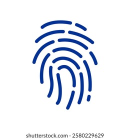 Fingerprint single icon. line design in blue color, simple design isolated on white background.