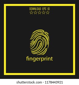 fingerprint  sketch vector icon