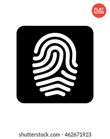 Fingerprint in square Icon Flat Style Isolated Vector Illustration