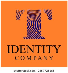 Fingerprint T letter vector template logo