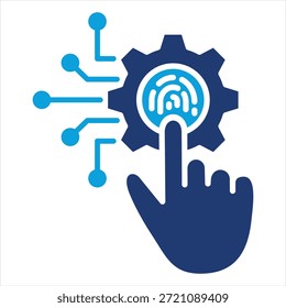 Fingerabdruck Technologie flach blau Symbolstil