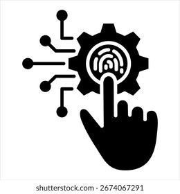 Tecnología de huellas dactilares Glyph Icon Ilustración vectorial