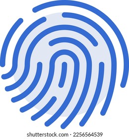 Fingerprint technology icon with blue duotone style. Computing, diagram, download, file, folder, graph, laptop . Vector illustration