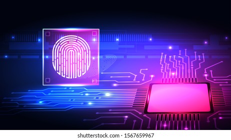 Fingerprint technology vector background. Digital identification. EPS 10