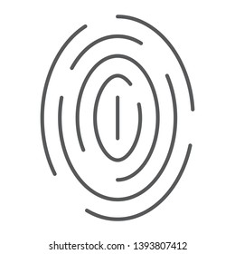 Fingerprint thin line icon, scan and thumbprint, id sign, vector graphics, a linear pattern on a white background, eps 10.